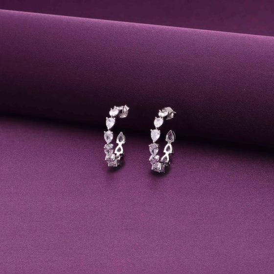 Sterling Silver Heart Solitaire Hoops