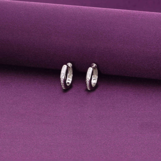 Sterling Zircon Hoops Silver Earrings