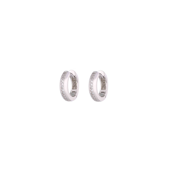 Sterling Zircon Hoops Silver Earrings