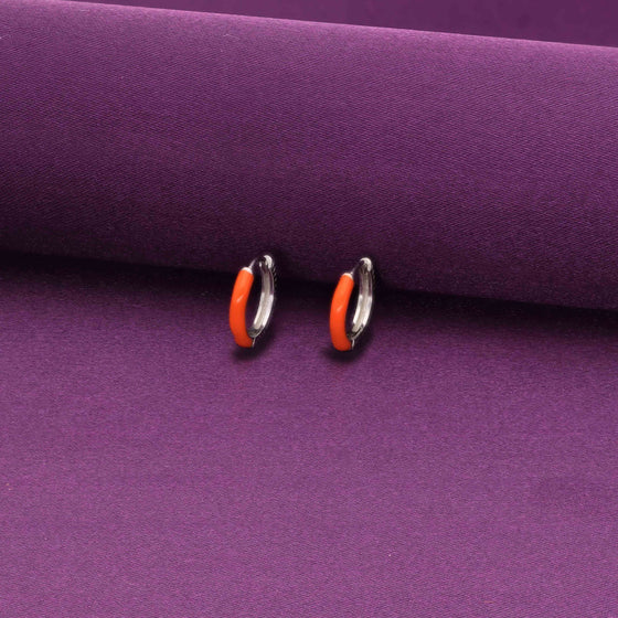 STERLING SIMPLE ORANGE SILVER HOOPS EARRINGS