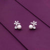 Sterling Silver Solitaire Floral Pearl Earring