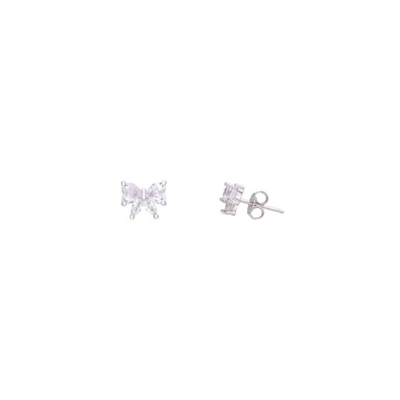 BUTTERFLY SPARKLE SILVER CASUAL STUD EARRING