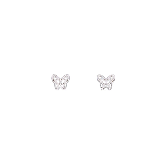 Sparkling Butterfly Silver Studs Earrings