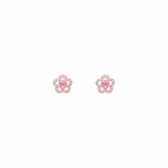 Pink Stone Floral Casual Stud Earrings