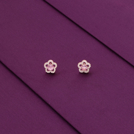 Pink Stone Floral Casual Stud Earrings