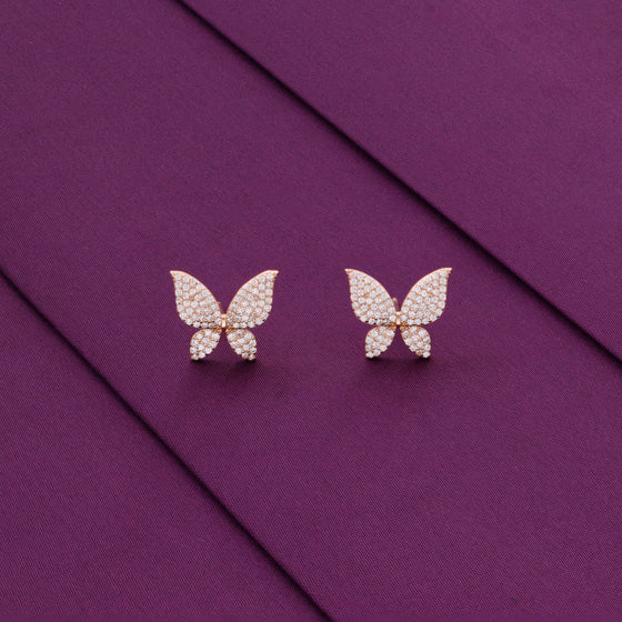 DAZZLING BUTTERFLY SILVER CASUAL STUD EARRINGS