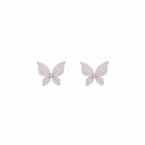 DAZZLING BUTTERFLY SILVER CASUAL STUD EARRINGS