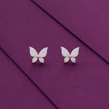  DAZZLING BUTTERFLY SILVER CASUAL STUD EARRINGS