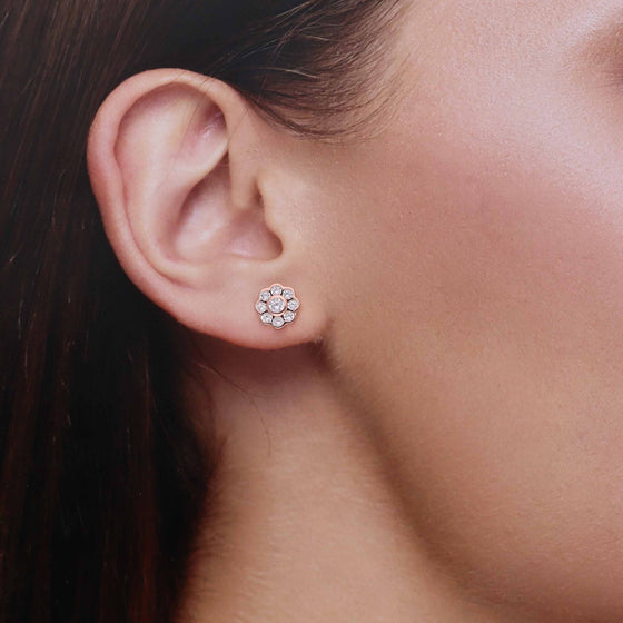 Chic Diamond Flower Stud Earrings