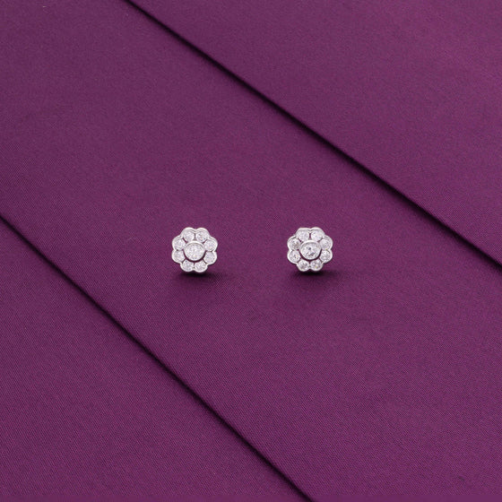 Chic Diamond Flower Stud Earrings