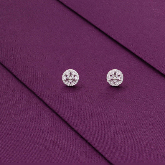 Stardust Halo Silver Stud Earrings