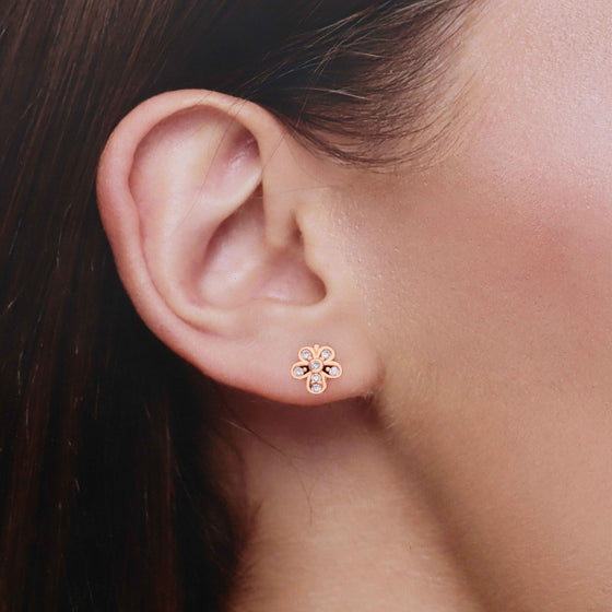 Simple Floral Silver Stud Earrings