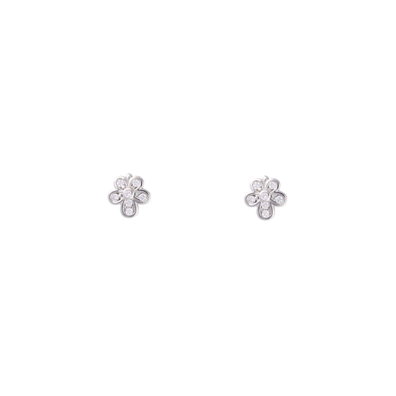 Simple Floral Silver Stud Earrings