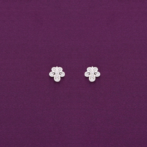 Simple Floral Silver Stud Earrings