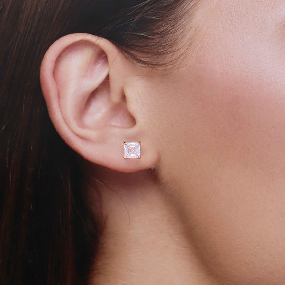 Square Solitaire Stud Earrings