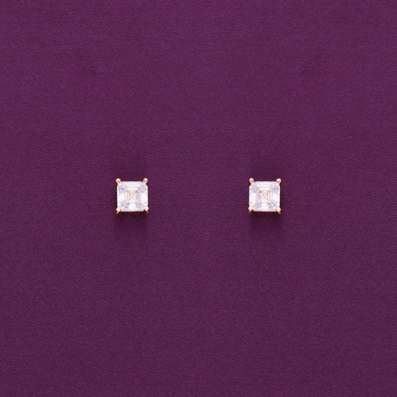 Square Solitaire Stud Earrings