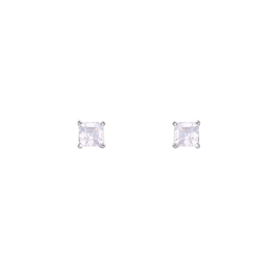 Square Solitaire Stud Earrings