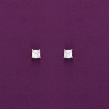  Square Solitaire Stud Earrings