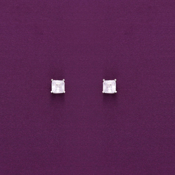 Square Solitaire Stud Earrings