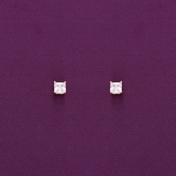 Square Cut Solitaire Stud Earrings