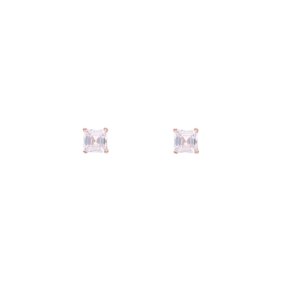 Square Cut Solitaire Stud Earrings