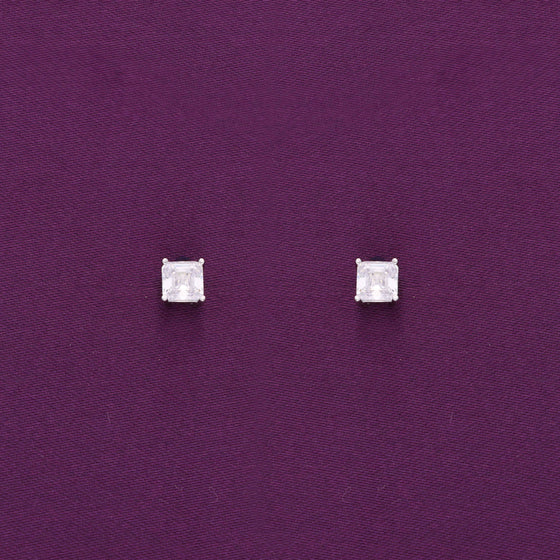 Square Cut Solitaire Stud Earrings