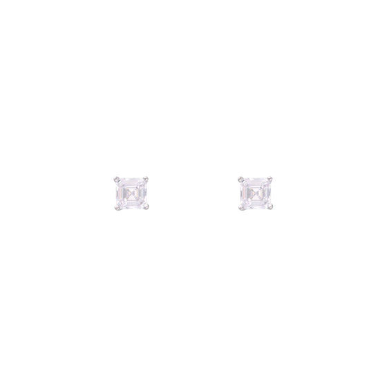 Square Cut Solitaire Stud Earrings