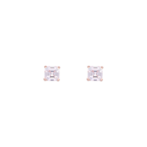 Big Square Solitaire Stud Earrings