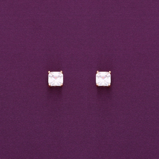 Big Square Solitaire Stud Earrings