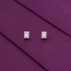 Chic Baguette Rectangle Silver Stud Earrings