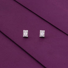  Chic Baguette Rectangle Silver Stud Earrings