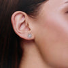 TRENDY FLORAL ZIRCON SILVER CASUAL STUD EARRINGS