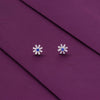 TRENDY FLORAL ZIRCON SILVER CASUAL STUD EARRINGS