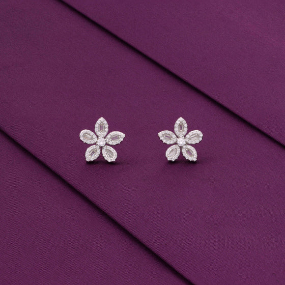 Chic Sterling Silver Floral Stud Earrings