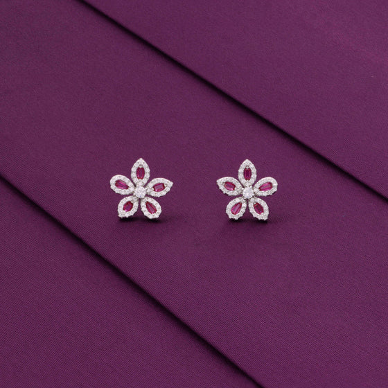 Chic Sterling Silver Floral Stud Earrings