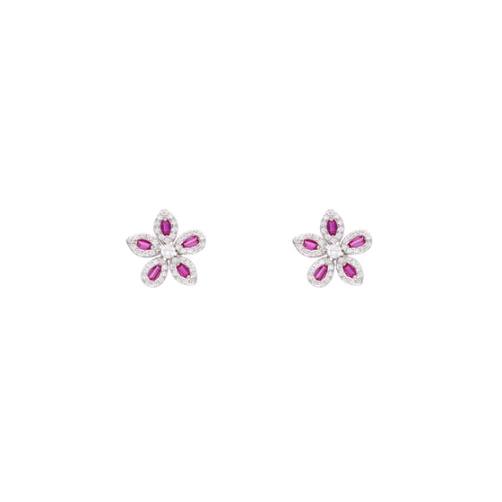 Chic Sterling Silver Floral Stud Earrings