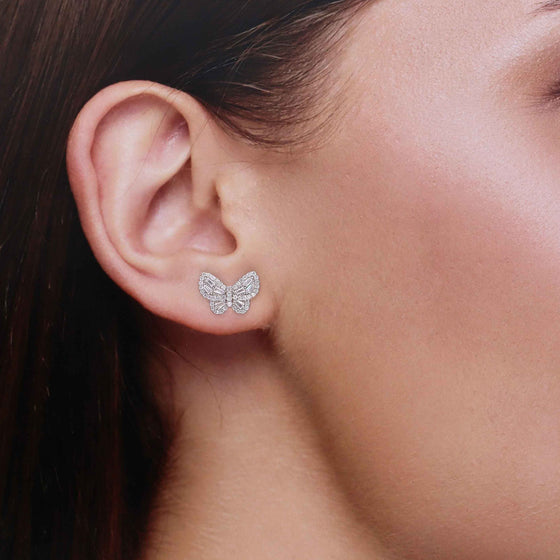 Chic Zircon Studded Butterfly Stud Earrings