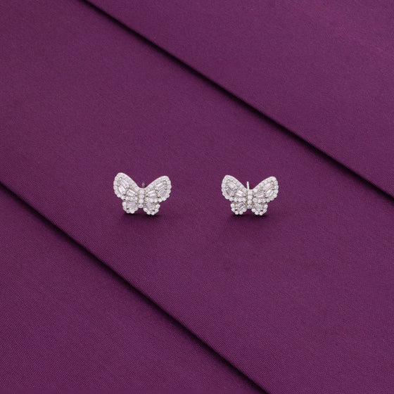 Chic Zircon Studded Butterfly Stud Earrings