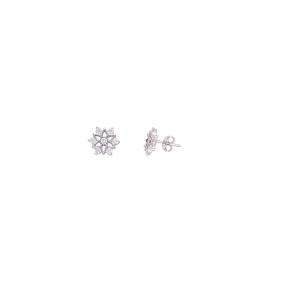 Sterling Silver Mimalistic Floral Stud Earrings