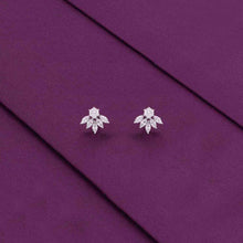  Sterling Silver Floral Solitaire Stud Earrings