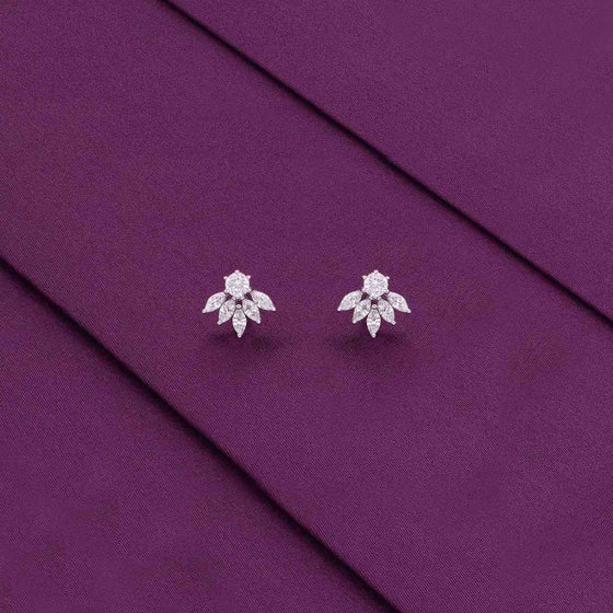 Sterling Silver Floral Solitaire Stud Earrings