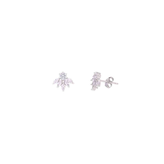 Sterling Silver Floral Solitaire Stud Earrings