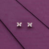 Sterling Silver Pearl Zircon Studded Butterfly Stud Earrings