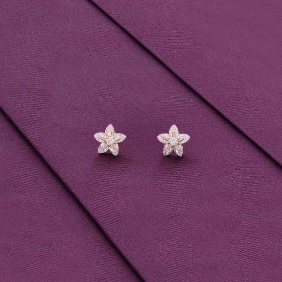 Sterling Silver Solitaire Floral Stud Earrings