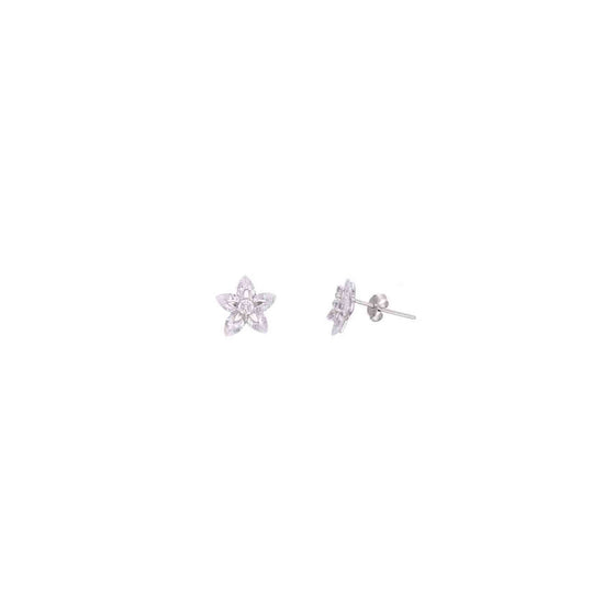 Sterling Silver Solitaire Floral Stud Earrings