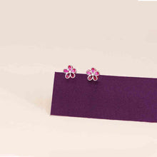  Sterling Silver Colorful Floral  Stud Earrings