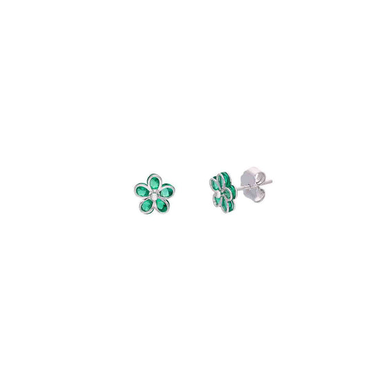 Sterling Silver Colorful Floral  Stud Earrings