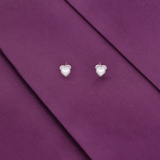 Sterling Silver Minimalistic Heart Stud Earrings