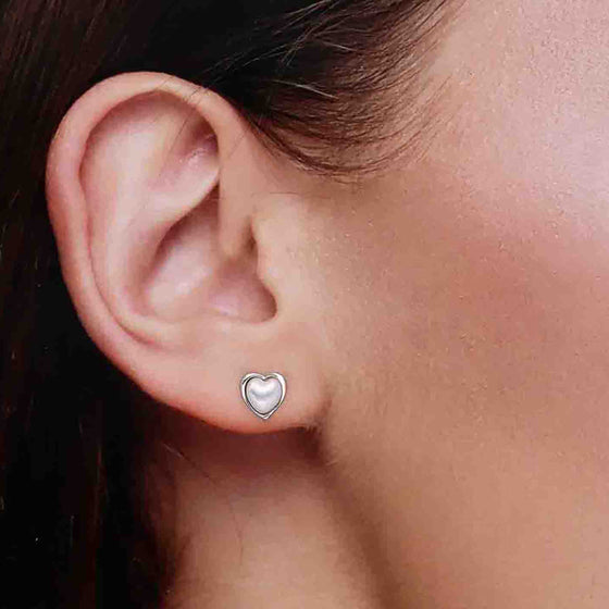 Sterling Silver Minimalistic Heart Stud Earrings