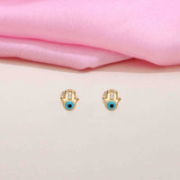 Sterling Blue Evil Eye Hamsa Stud Earrings